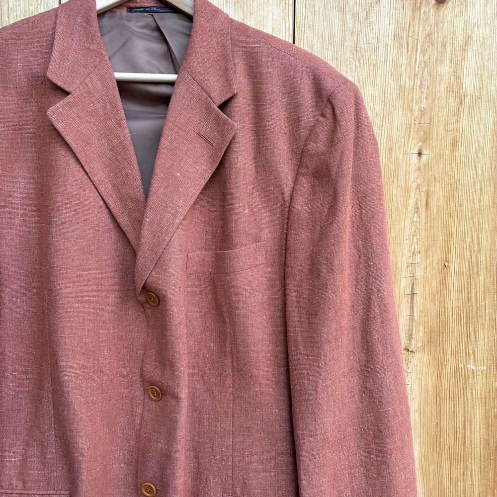 Ermenegildo Zegna Terracotta Linen Silk Sport Coat Blazer Sz 44R - Picture 2 of 11